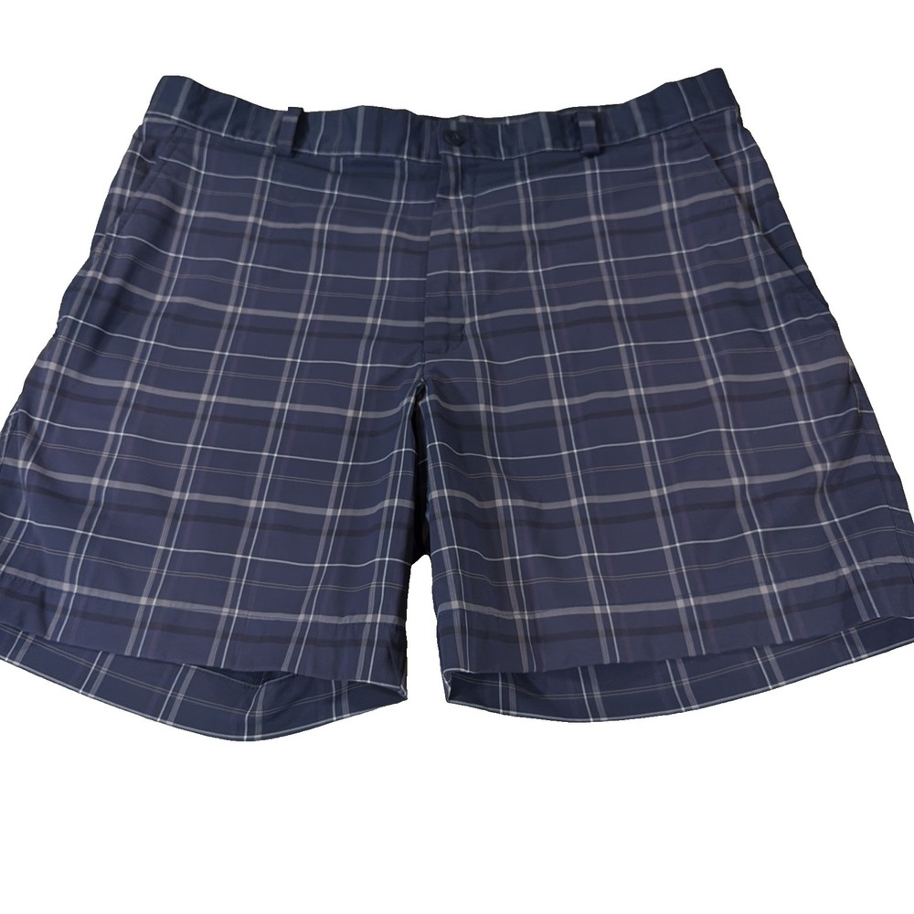 Nike Golf Dri-Fit Shorts Mens 36‎ Blue Plaid Polyester Spandex Performance